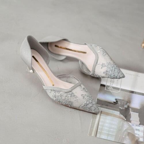 Summer new style mesh hollow fashion pointed stiletto high heel bridal wedding shoes banquet dress all-match female sandals