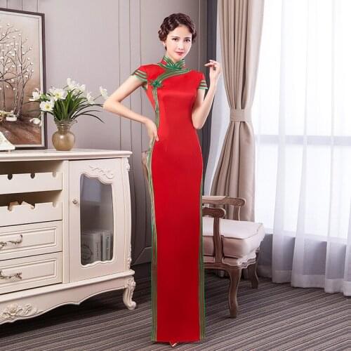 Fashion Maxi Party Cheongsam Oriental Evening Dress Chinese Long Style Women Elegant Qipao Mini Robe Vestido Plus Size S-5XL