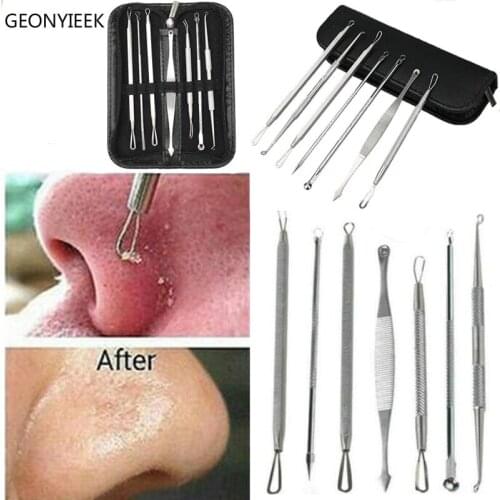 3 4 5 7 8 Pcs Stainless Steel Acne Removal Needles Pimple Blackhead Remover Tools Spoon Face Skin Care Tools Facial Pore Cleaner