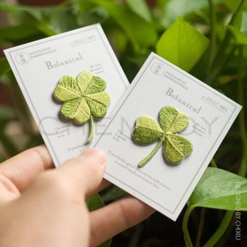 Lucky Clover Embroidery Patches Sew on Applique Iron Patch for Clothing Bags Shoes DIY Craft Repair Clothes Sticker Cute Parches