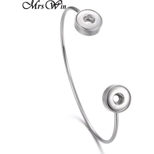 New Snap Jewelry 2 Buttons Stainless Steel Snap Bracelet bangle for women diy Cuff bracelets