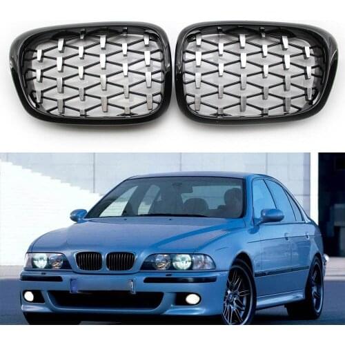Fits for BMW E39 M5 99-03 5 Series Gloss Black Frame Chrome Diamond Style Grille