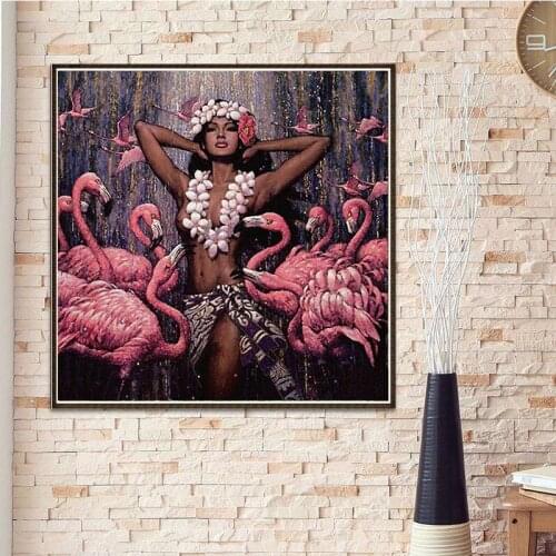 Full Square/round 5D DIY Diamond Painting Sexy woman Diamond Embroidery Flamingo Rhinestones Mosaic Christmas Home Decor
