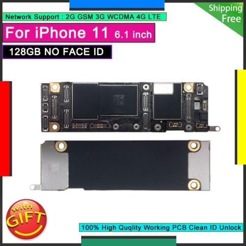 Unlocked Motherboard For IPhone 11 128GB Original Mainboard NO FACE ID Factory Free iCloud Logic Board Good Working Plate