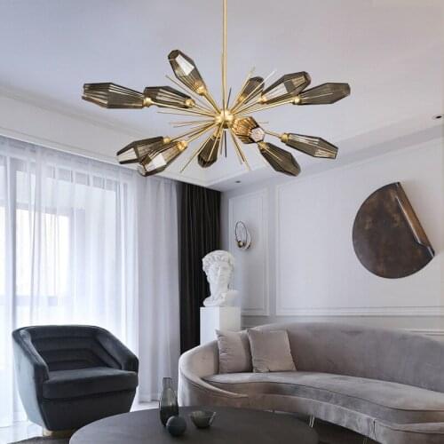 Post-modern LED Diamond Glass Chandelier Nordic Living room Bedroom lighting Home Decor Dining room Hanging lights