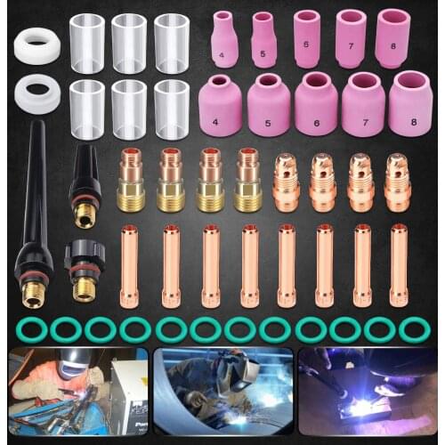 49PCS TIG Welding Torch Stubby Gas Lens Pyrex Glass Cup For WP-17/18/26 Kit Durable Practical Welding Accessories set