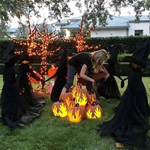Halloween Light-Up Witches Halloween Witch Decoration Voice Control Holding Hand Witches Flashing Light Halloween Home Party De