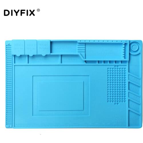 DIYFIX 45x30cm Heat Insulation Silicone Pad Desk Mat Maintenance Platform for BGA Soldering Repair Station with Magnetic Section