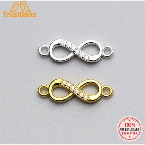 Trustdavis 2021 Fashion Real 925 Sterling Silver Sweet Infinite Shiny CZ Charm Pendant Handmade DIY Accessories Jewelry DZ244