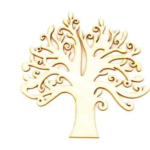 Handmade Wooden Crafts Home Decoration Accessory Scrapbooks Painting DIY Natural Wooden Life Tree Carved Ornaments 12x14cm 1pcs