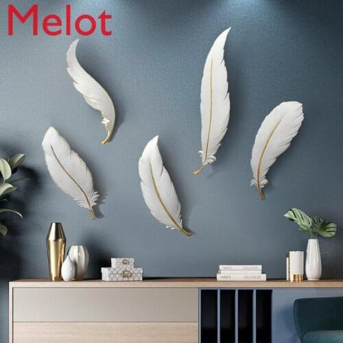 High-End Feather Decoration Light Luxury Feather Wall Decoration 3D Hanging Sofa Background Creative Pendant