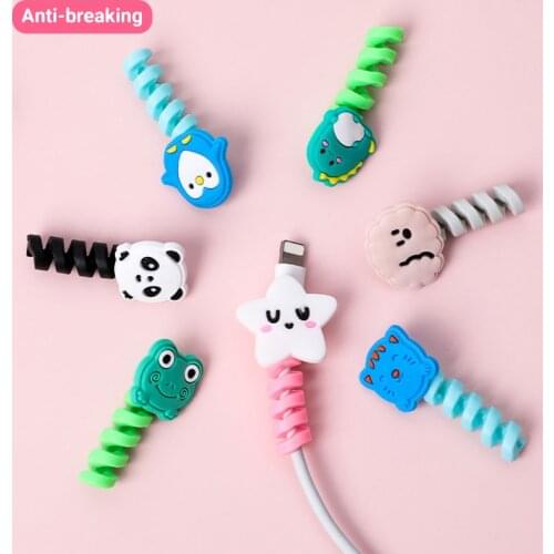 New Cable Protector Cute Cartoon Data Line Protective Cover Charging Cable Earphone Cable USB Winder Wire Cord Organizer Cover