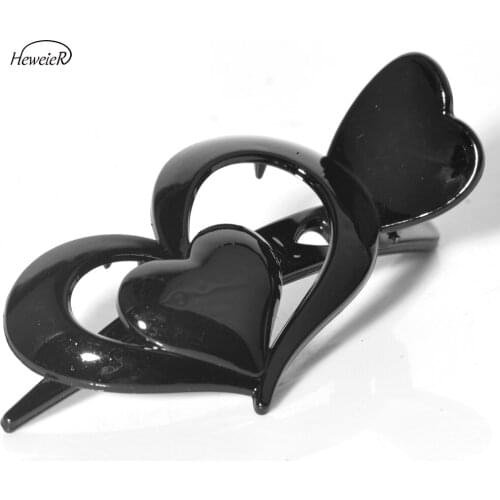 Hairpins Women Lady Black Heart-shape Plastic Duckbill Clip Claw Comb Hairdressing Accessories Lady Headwear Hair Pins Barrette