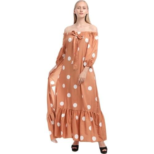Women Summer Maxi Dress Boho Beach Long Dresses For Women Dot Print Slash Neck Sexy Ladies Holiday Wrap Dress Vestidos