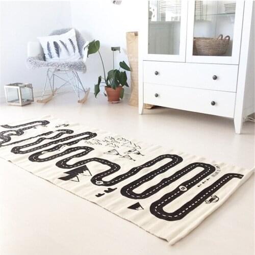 180x70cm Cotton Kids Game Play Mat Car Road Stroke Adventure Carpet Floor Rug