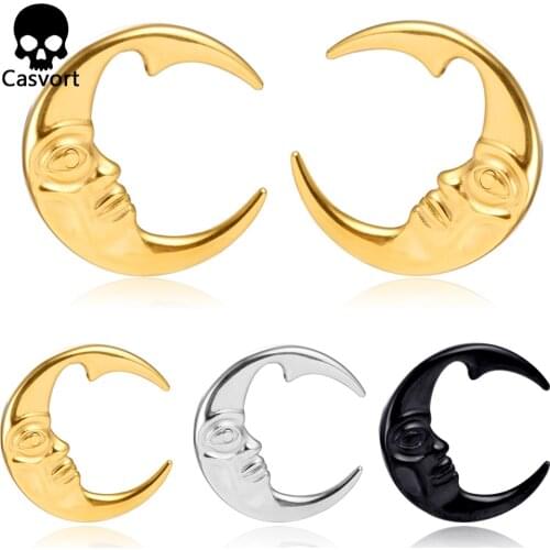 Casvort 2PCS New Hot Moon Ear Weight Hangers Plug Tunnel Body Jewelry Piercing Ear Gauges Expander Pair Selling