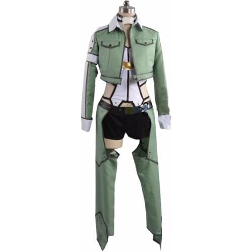 2018 Asada Shino Cosplay Sword Art Online 2 Sinon Military Costume Sinonon Green White And Black Costume