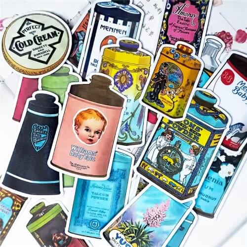 26pcs Retro powder box Diy Paper Sticker Diary Album Scrapbooking Decoration Kawaii Stationery Notebook Decoration Kids Gift