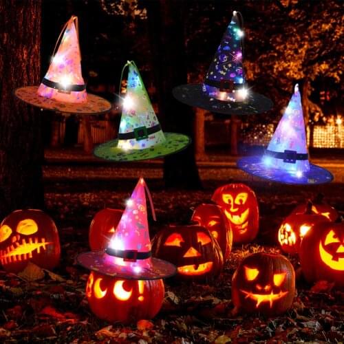 5PCS Halloween Decor LED Lights Witch Hat Skeleton Graveyard Haloween Horror Ghost Home Garden Decor Halloween Party Supplies