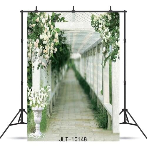 White Corridor Flowers Vinyl Photographic Backgrounds for Wedding Baby New Born Children Party Backdrop Photocall Booth Studio