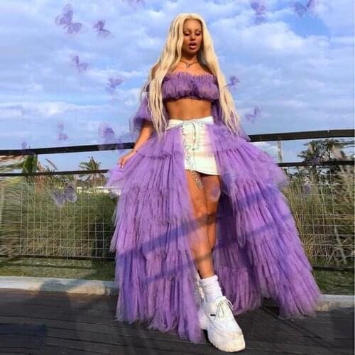 Lavender Overlay Skirts Tiered Tulle Skirt Jupe mujer faldas Overskirts Skirts Jupe High Street femme Skirts Custom Made