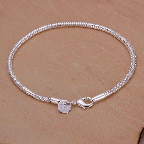 925 Sterling Silver Bracelet fashion jewelry 3mm Snake Bone Bracelet Factory wholesale quality gifts H187