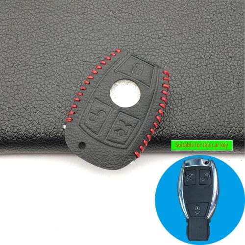 For Benz Genuine Leather 3 Buttons Smart Car Key Case Cover Accessories For Mercedes Benz W203 W210 W211 W124 Keychain Key Shell