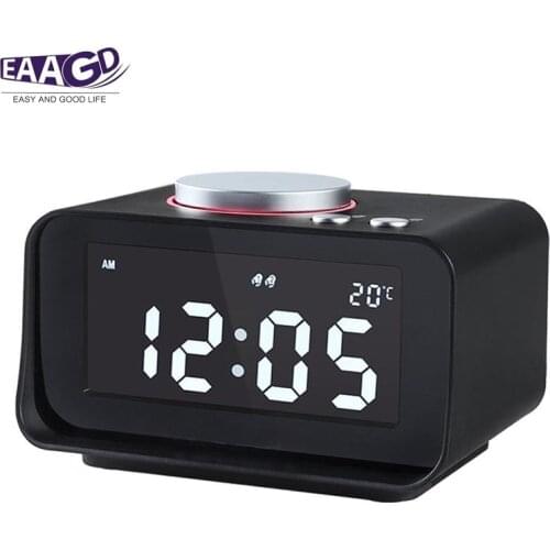 Digital Alarm Clock FM Radio Loud Alarm Clock with Dual Alarm ,AUX in and Dual USB Charging Ports,Brightness Dimmer Night Light