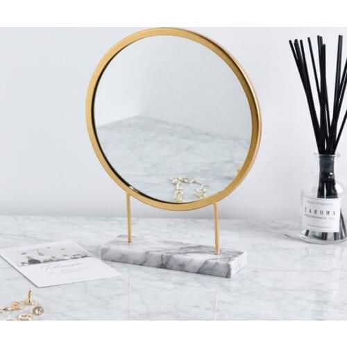 Cutelife Nordic Ins Marble Multifunction Round Mirror Iron Dressing Table Bedroom Makeup Mirror Room Decoration Standing Mirror
