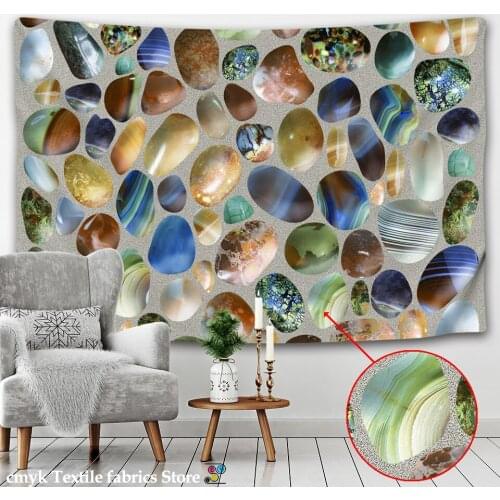 Colorful Stone Tapestry Wall Hanging Printing Retro Hippie Bohemian Living Room TV Wall Decor Background Cloth
