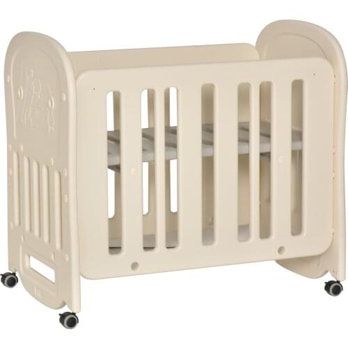 HOMCOM baby crib 0-3 years adjustable in 2 Heights Convertible rocking chair with wheels and brakes 107x70x100 cm Beige