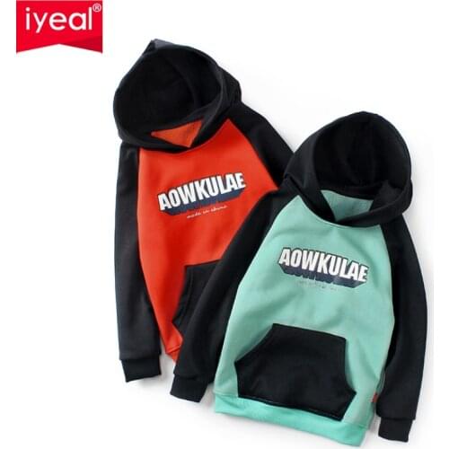 IYEAL Kids Patchwork Hoodies Cotton Children Spring Long Sleeve Sweatshirts Teenage Boys Girls Sport Clothes Loose Outerwear