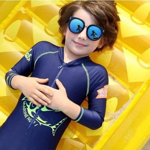 New Style Swimsuit for Kids The Explosion Children Long Sleeves Sunscreen One Piece Wetsuits Snorkeling Suit Boys