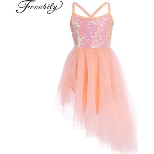 Girls Sequins Ballet Tutu Dress Children Tulle Ballet Dress Gymnastics Leotard Dress Performance Costume Kids Lyrical Dance Wear