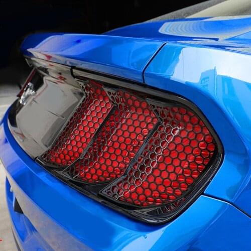 For 2018-2020 Ford Mustang Car Honeycomb Tail Light Stickers Smoked Black Tail Light Stickers Exterior Accessories