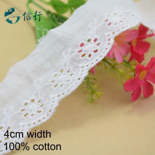4cm width Cotton embroid lace sewing ribbon guipure trims or fabric warp knitting DIY Garment Accessories free shipping#3585