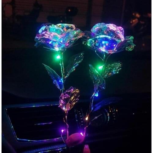 Simulation Rose Immortal Valentines Bouquet Gold Foil Anniversary Festival LED Flower for Home