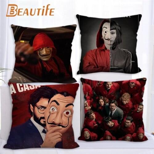 Custom La Casa De Papel Pillowcase Wedding Decorative Cotton Linen Pillow Case For Home Pillow Cover 45X45cm One Side