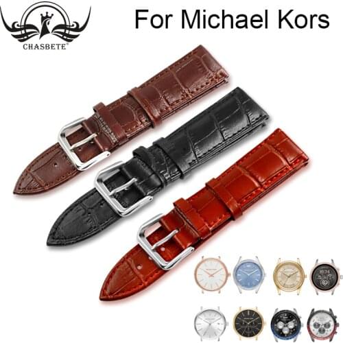 Leather Watch Band For Michael kors 12 13 14 16 17 18 20 22 24mm Men Women Belt Wrist Strap Loop Bracelet Black White Red Brown
