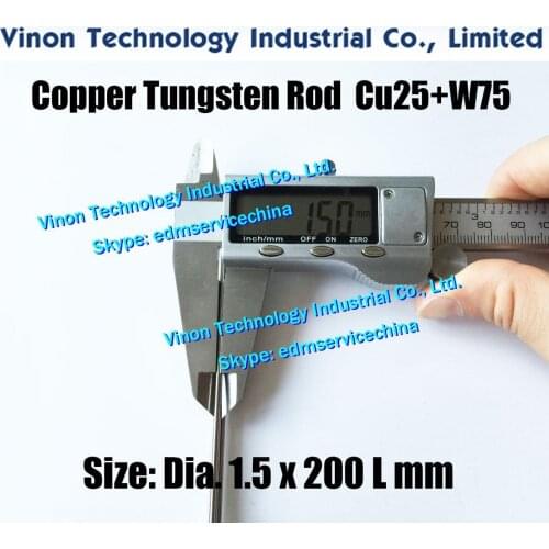 5PCS PACK) Dia.1.5x200Lmm Copper Tungsten Rod W75 (Copper 25%+Tungsten 75%),Spark Erosion Tungsten Copper Electrode Alloy Round