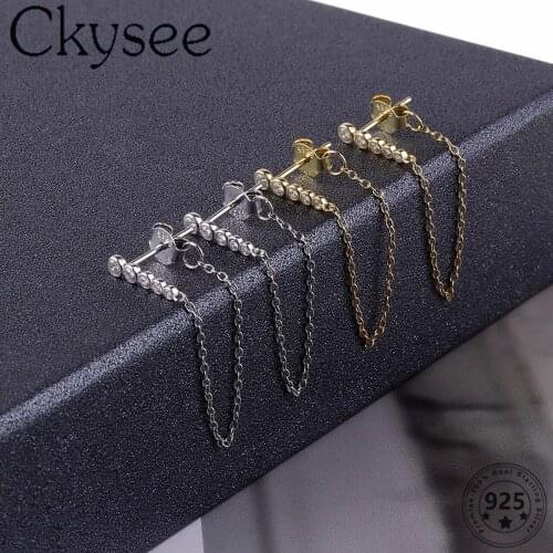 Ckysee Fashion 925 Sterling Silver Earrings Zircon Tassel Drop Earrings For Women Earrings Daily All-Match Fine Jewelry 925