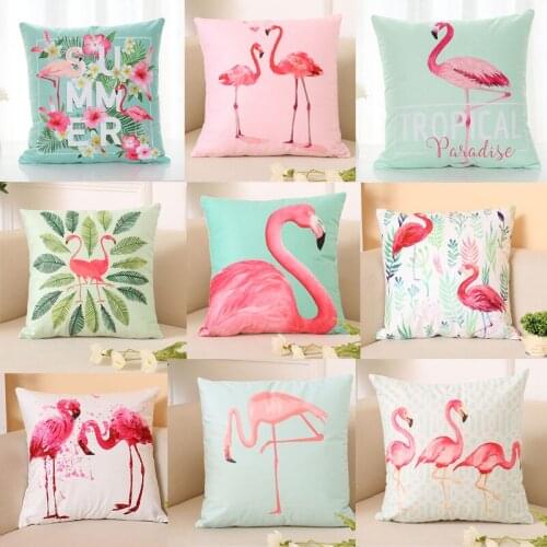 Flamingo Home Sofa Decor Soft Pillowcase Throw Pillow Case Waist Cushion Cover W