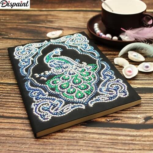 Dispaint A5 Notebooks 5D DIY Diamond Painting Special Shape Diary Book Diamond Embroidery "peacock" Rhinestones Decor Gift