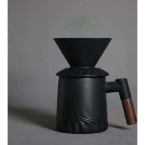 Stoneware Hand Coffee Pot Set for 1~4 People V60 Household Filter Cup Appliance Gift Filter Cup Dripping Pure Color Ceramics