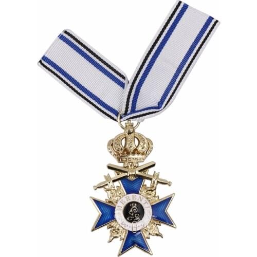 WWI GERMAN BAVARIAN MILITARY MERIT CROSS 1866 MERENTI SWORDS MEAL BADGE WITH RIBBON Military Store