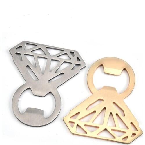 Creative Wedding Birthday Party Gift Unique Diamond Shaped MEtal Beer Wine Beverage Bottle Opener LX8104