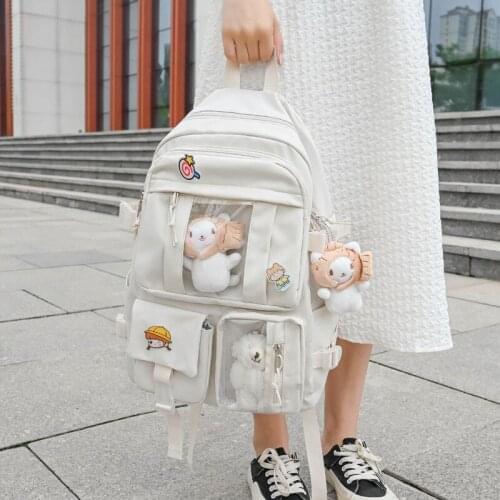 New Fashion Cute Women Backpack White Waterproof Nylon Female Schoolbag College Lady Laptop Backpacks Kawaii Book Bags for Girl