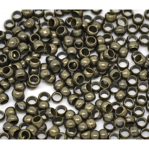 Alloy Crimp Beads Round Antique Bronze 2mm 3mm( 1/8") Dia, 100 PCs new
