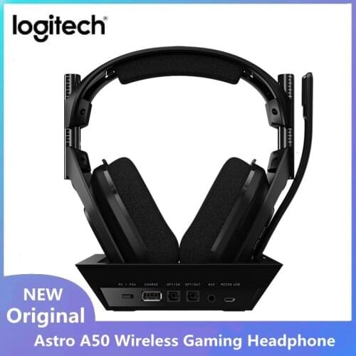 Original Logitech Astro A50 Wireless Gaming Headphone 2.4HZ Multi-function Base Station With Mic Built-in USB Sound Card