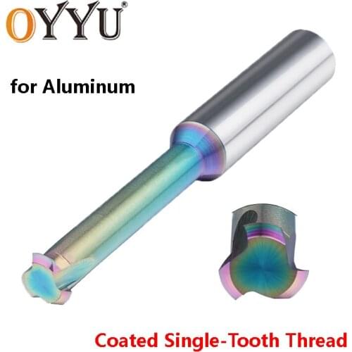 OYYU Coated Single Threading Milling Cutter for Aluminium Solid Carbide Tungsten End Mills m1.6x0.35 ISO Metric Router Bit